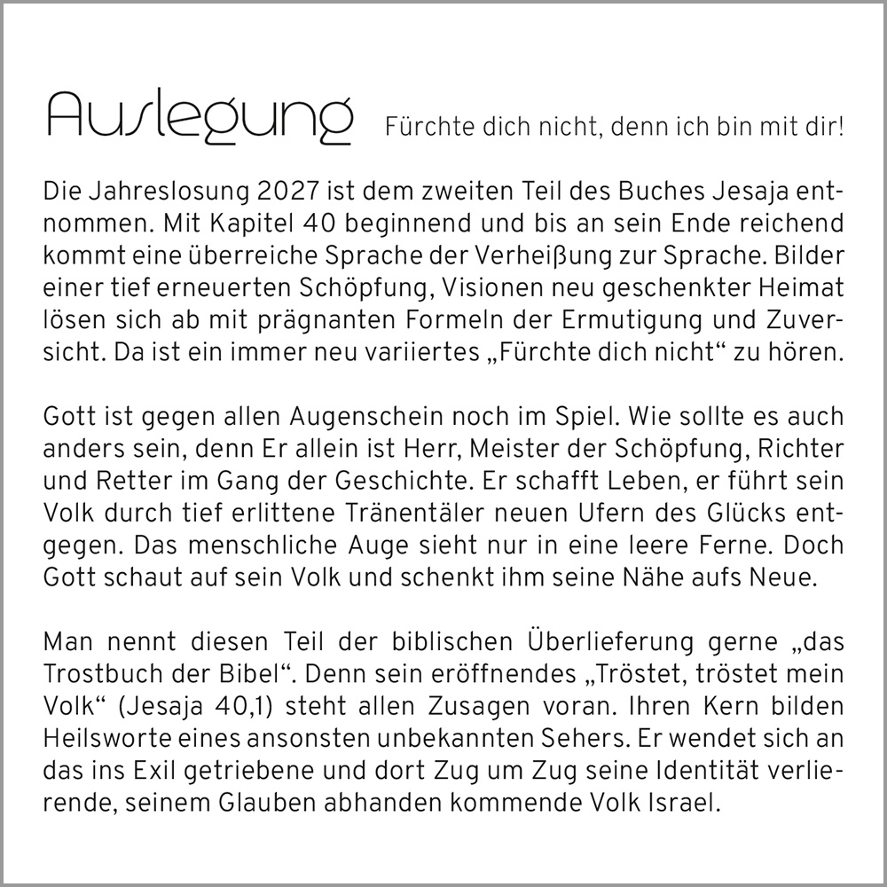 Leporello Jahreslosung 2027, Fürchte dich nicht ... (10er-Set)