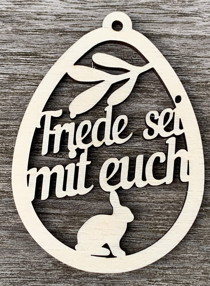 Osterei Pappel Friede sei mit Euch