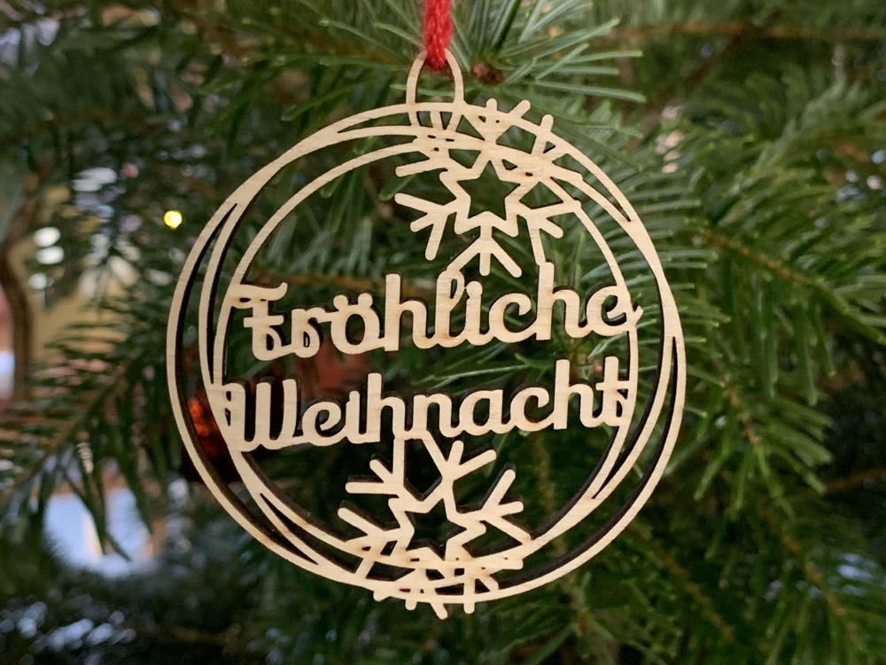 Baumschmuck Pappel Fröhliche Weihnacht